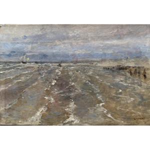 Henri Pierre Paillard (1844-1912) - Impressionist Seascape, Circa 1890
