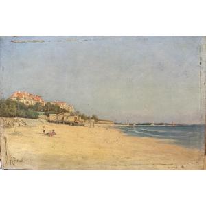 Théophile Jaouen (19th-20th Century) - Cannes, Croisette From The Beach, 1890