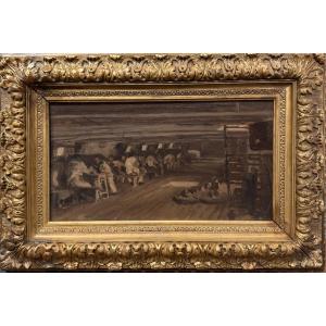 French School Circa 1890 - Sailors Taking A Break In The Hold