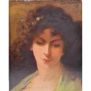 Luis Tamroze (xix-xx) - Art Nouveau Portrait Of A Young Woman, Circa 1896