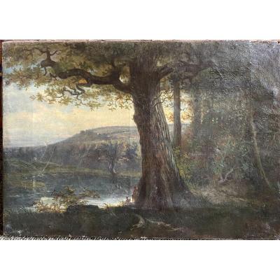 Jolie Ecole De Barbizon, 1879 - Signed.