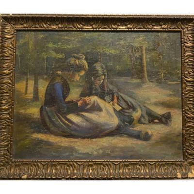 J. Messenger? French School Around 1910, Two Girls
