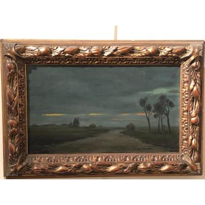 Paul Jamot (1863 - 1939) - Twilight In Flanders, Circa 1900