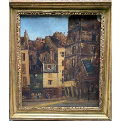 French School Around 1910 - Paris, Quartier Latin,  Rue Gallande - Signed
