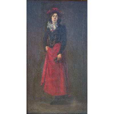 Jean Bidon (xix-xx) - Portrait Of Young Woman, 1902