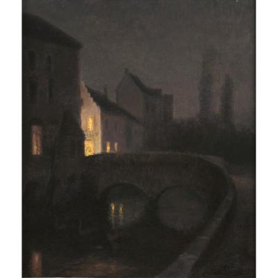 Edith Vaucamps (circa 1860-circa 1930) Bruges La Nuit, Circa 1900
