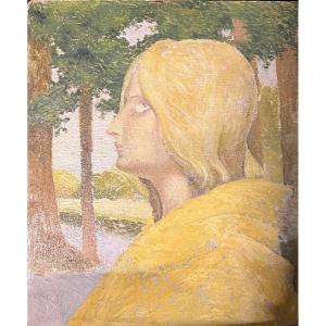 Maurice Alet (1874-1967) - Woman, Symbolist Profile, 1900
