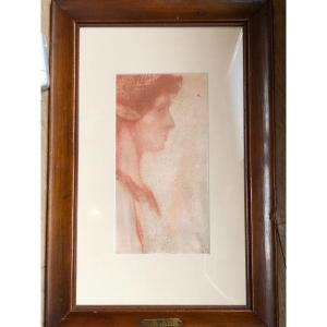 Constant Puyo (1857-1933) Profile Of A Young Man Crowned With Foliage, In The Neo-greek Style