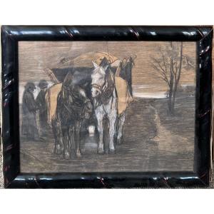 European School Early 20th Century - The Loading, Circa 1900 - Signed To Be Identified