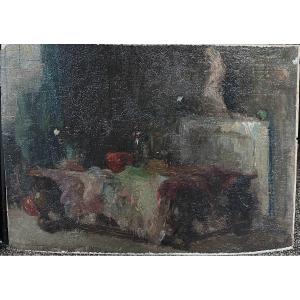 French Impressionist School - Dining Room Interior, Circa 1890