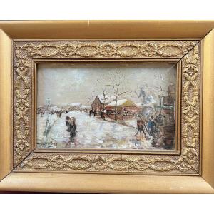 Andrée Wallon - French School 20th - The City Or The Area Under The Snow
