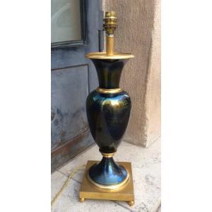 Lamp In Gilt Bronze And Patinated Rifle Barrel