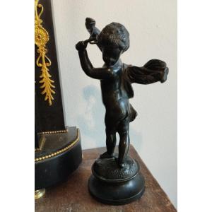 Clodion Bronze "child In The Triangle"