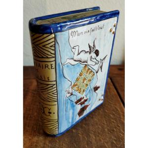 "rabelais Breviary" Earthenware Tobacco Shaker A. Montagnon Nevers XIX