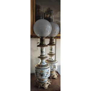 Pair Of Gien XIX Earthenware Lamps