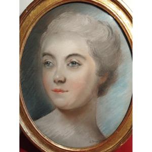 Pastel Medallion Portrait Of A Young Woman XIX