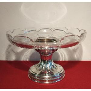 Engraved Crystal Cup On Silver Foot 19th