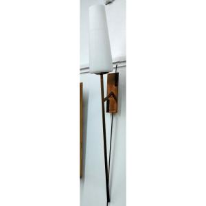 1.17 Meter Wall Light In Gilded Brass 1950