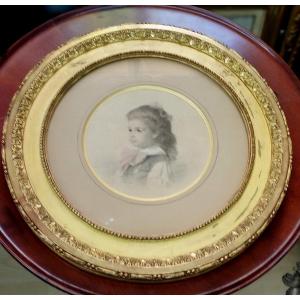 Portrait In Medallion “young Boy” Drawing XIX