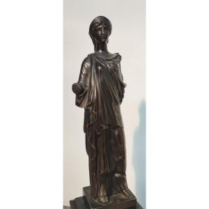 Bronze Statuette Of Athena On A Black Marble Base, 19th Century