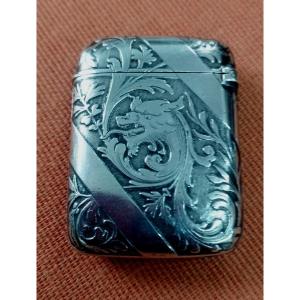 Pyrogenic Griffin Match Holder In Silver 19th Century