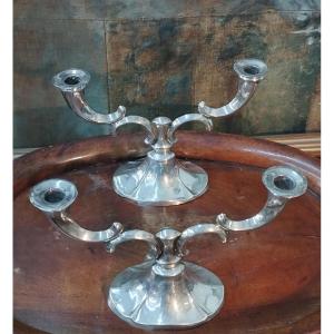 Pair Of 800 Silver Candlesticks