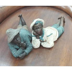 Bernard Bloch "young African Americans" Terracotta Sculptures 1900