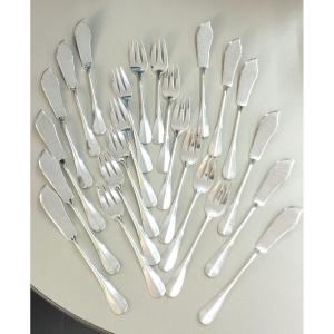 24 Silver-plated Fish Cutlery Sets XX