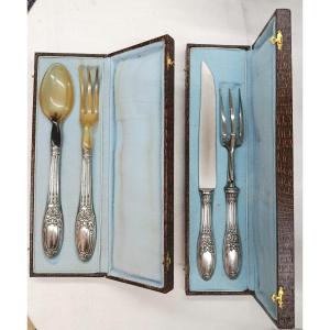 4 Silver-plated Metal Serving Cutlery Sets 