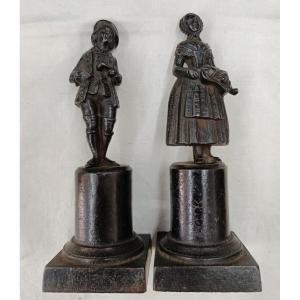 Cast Iron Couple Folk Art