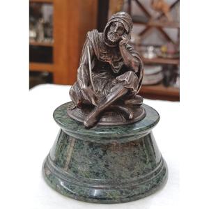 Fannière Frères Silver Sculpture "the Chibouk Smoker" 