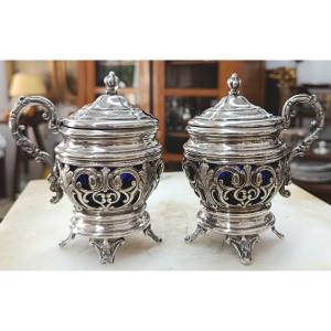 Pair Of Massat Silver Mustard Pots, Goldsmith 