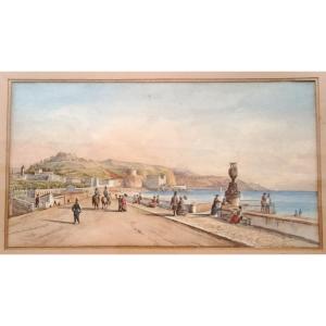 Watercolor XIX "nice, Bellanda Tower And Ponchettes"