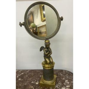 19th Century Bronze Psyche Table Mirror
