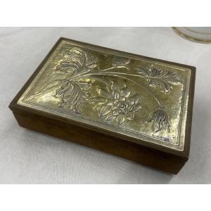 Embossed Silver And Velvet Box 