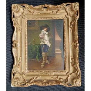Gustave Barrier " The Arquebusier " Oil On Wood