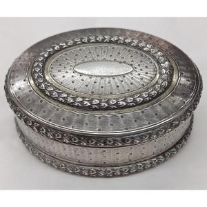 Elegant Oval Silver Box, 19th Century