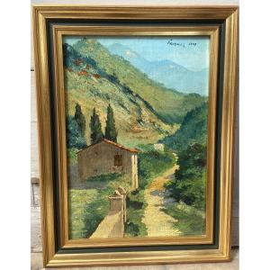 Franck “restonica Valley” Oil On Wood