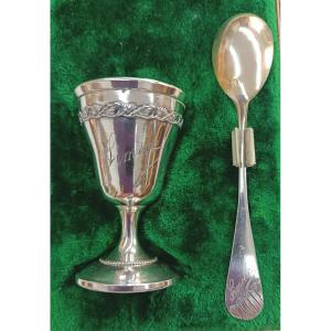 Silver Egg Cup And Spoon "simone"