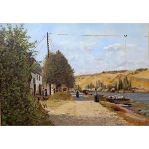 Léon Peltier "landscape With Transporter Bridge" 1898