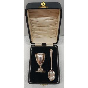 Egg Cup And Silver Spoon Birmingham 1930