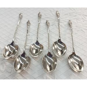 6 Sheffield Silver Apostle Teaspoons Late 19th Century
