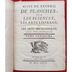 1779 Continuation Of The Collection Of Plates Sciences T.3 / Pellet Geneva
