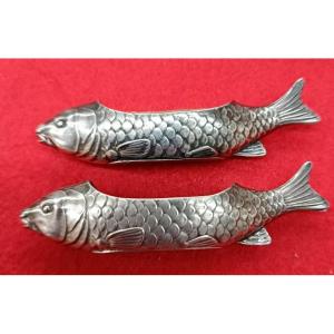 2 Silver Fish Pick Holders Germany XIX