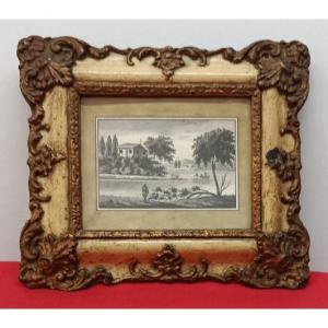 Wash Drawing "lakeside " Landscape 18 Th Century Italy