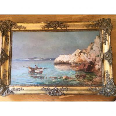 Fisherman In The Calanques Of Marseille By Paul Bistagné