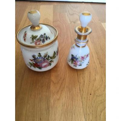  Opaline 19th - Bottle And Covered Pot