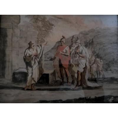 Painting Fixed Under Glass - 4 Characters