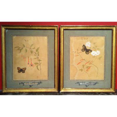  "ancolies Et Papillons" - Maria Van Os (1779-1862)