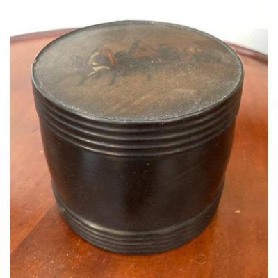 Russian Tea Box In Papier Mache, Barrel Shape Twentieth